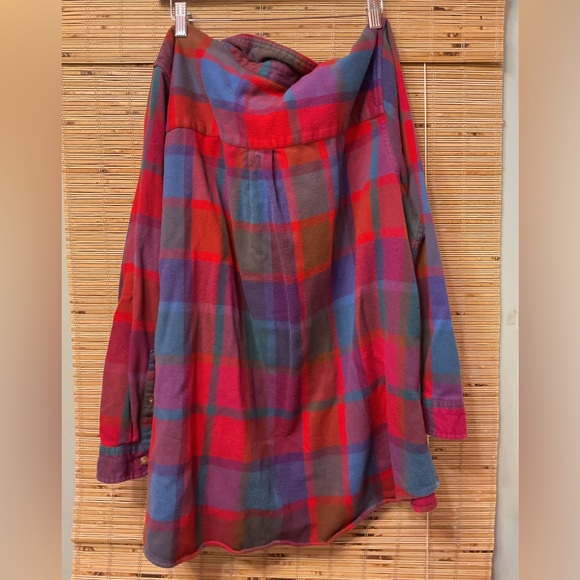 Women’s Scotch L.L. Bean flannel plus size 3x red neon olive green - Picture 4 of 6